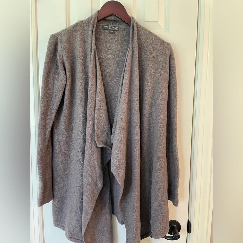 Barefoot Dreams drape open cardigan wrap gray brown taupe size small/medium